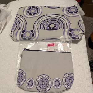 Thirty-One Purple Patterned Makeup Or Accessory Set
